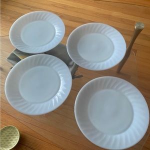 Set of 4 Fireking Azurite blue dinner plates 9” 1950’s